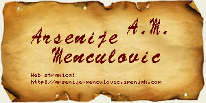Arsenije Menčulović vizit kartica